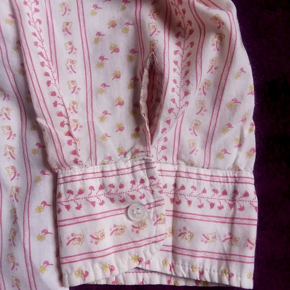 Vintage DCC Missy S Floral Striped Button Down Top - Picture 3 of 6